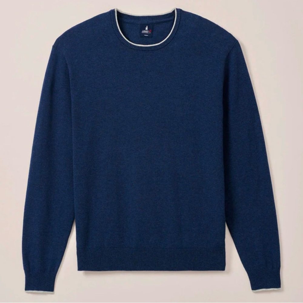 johnnie-O WREN PLAITED COTTON BLEND CREWNECK SWEATER IN NAVY BY JOHNNIE-O
